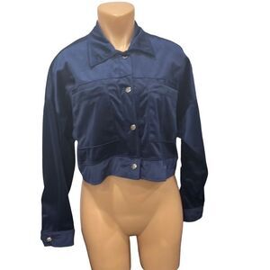 Somewhere West Blue Ribbed amid-drift Woman Jacket